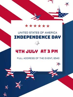 Independence Day Invitation with Stars and Stripes to Edit Online