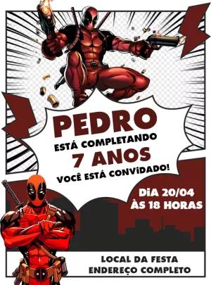Convite de Aniversário Deadpool para Editar Online