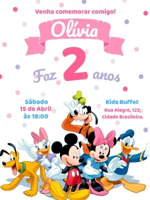 Convite de Aniversário Turma do Mickey para Editar Online