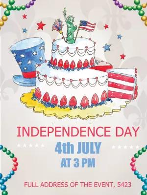 4th of July Party Invitation with Cake to Edit Online