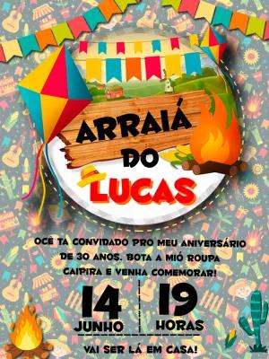 Convite Aniversário Festa Junina Caipira para Editar Online