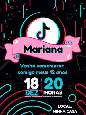 Convite de Aniversário Tema Tik Tok para Editar Online