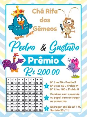 Chá Rifa Gêmeos Galinha Pintadinha para Editar Online