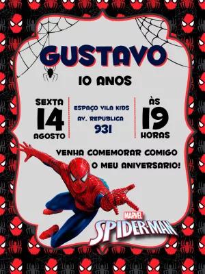 Convite de Aniversário Homem-Aranha Editável Online