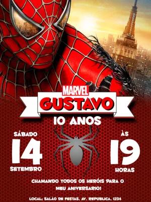 Convite de Aniversário Homem-Aranha para Editar Online