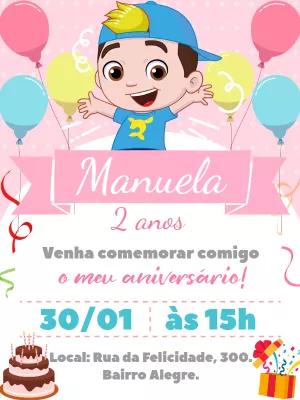 Convite Aniversário Luccas Neto Menina para Editar Online