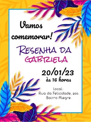 Convite Aniversário Resenha Tropical para Editar Online