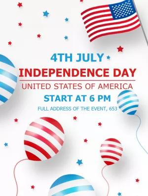 Editable 4th of July Invitation with Flag and Balloons