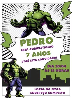 Convite de Aniversário Incrível Hulk para Editar Online
