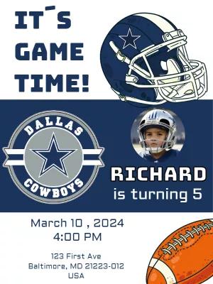 Dallas Cowboys Birthday Invitation with Photo to Edit Online