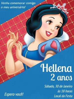 Convite Aniversário Branca de Neve para Editar Online