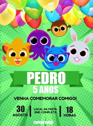 Convite de Aniversário Bolofofos com Personagens para Editar
