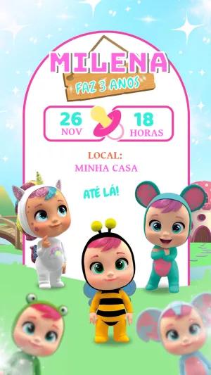 Convite de Aniversário Cry Babies para Editar Online