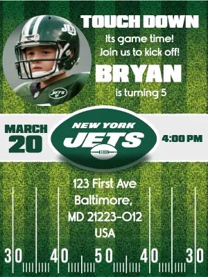 New York Jets Football Birthday Invitation to Edit with Photo
