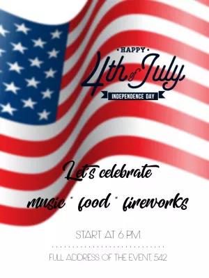 4th of July Invitation with American Flag to Edit Online