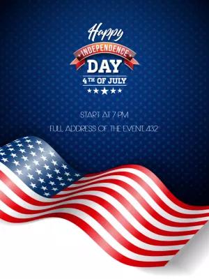 Editable 4th of July Invitation with US Flag to Customize