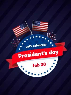 President's Day Celebration Post with Flags Editable Online