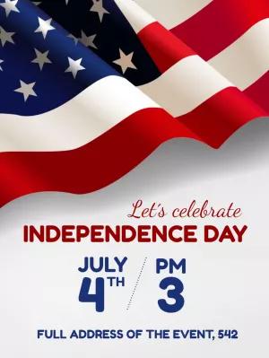 Independence Day Invitation with American Flag to Edit Online