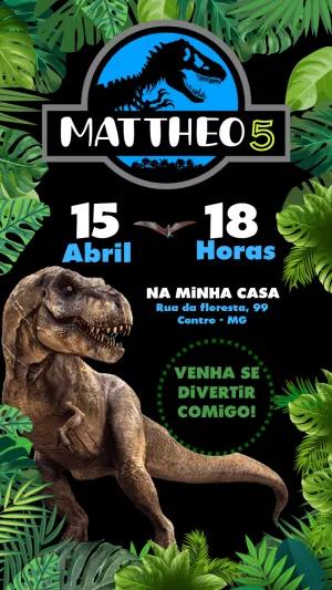 Convite Aniversário Dinossauros Jurassic Park para Editar