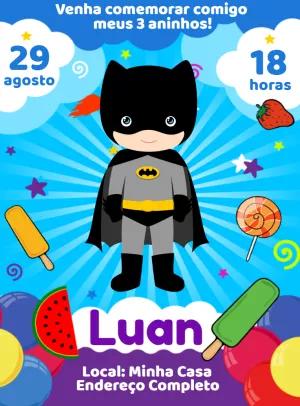 Convite Aniversário Batman Baby para Editar Online