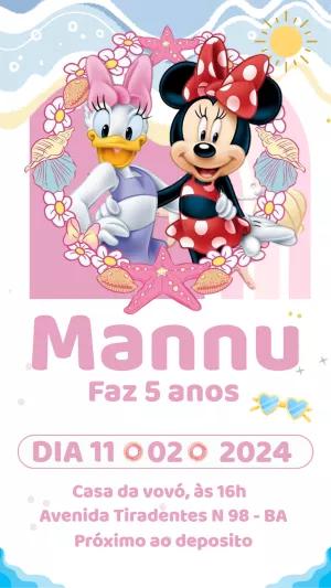 Convite Aniversário Minnie e Margarida Pool Party para Editar