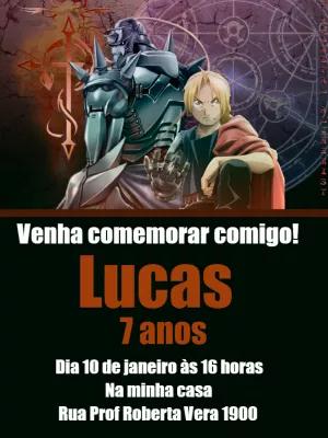 Convite de Aniversário Fullmetal Alchemist para Editar Online