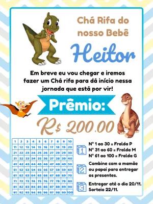 Convite Chá Rifa Dinossauros do Vale Encantado para Editar