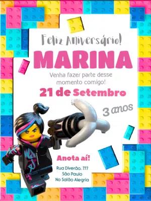 Convite de Aniversário Tema Lego para Editar Online