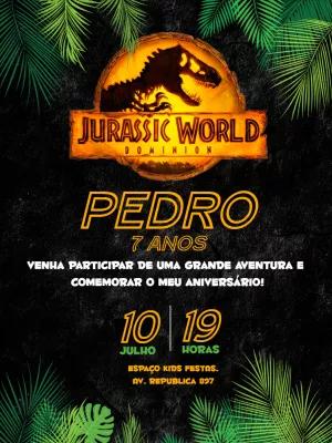 Convite Aniversário Jurassic World para Editar Online