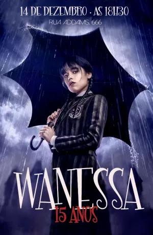 Convite de Aniversário Wandinha Addams para Editar Online