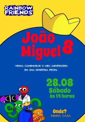 Convite de Aniversário Rainbow Friends com Personagens para Editar