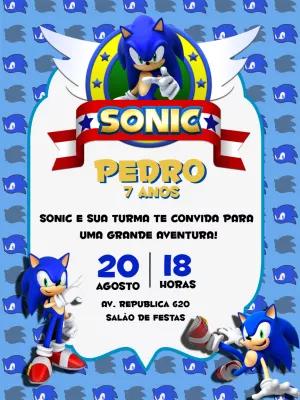 Convite de Aniversário Sonic para Editar e Enviar Online