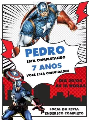 Convite Aniversário Capitão América para Editar Online