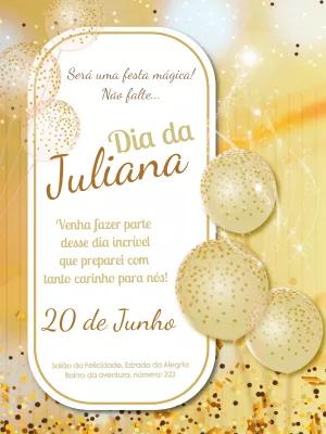 Convite de Aniversário Elegante Dourado para Editar Online