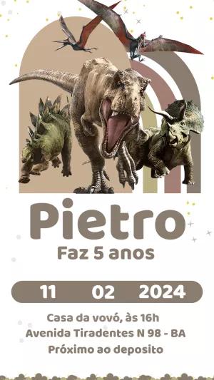 Convite de Aniversário Dinossauros Realistas para Editar Online
