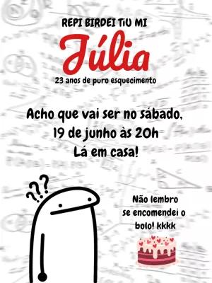 Convite de Aniversário Flork Meme Engraçado para Editar