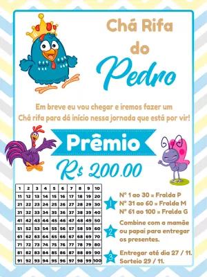 Convite Chá Rifa Galinha Pintadinha para Editar Online