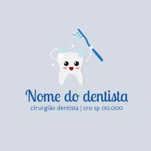 Logo Editável para Dentista com Dente de Desenho Animado