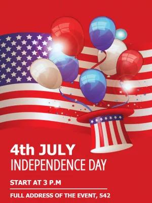4th of July Party Invitation with American Flag to Edit