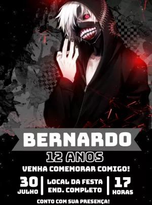 Convite de Aniversário Tokyo Ghoul para Editar Online