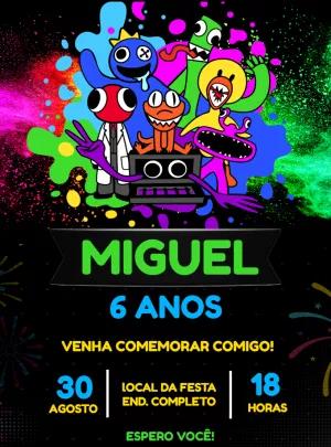 Convite de Aniversário Rainbow Friends para Editar Online