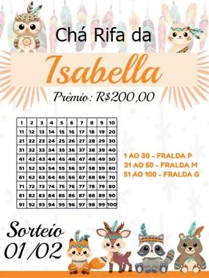 Chá Rifa Editável Online com Tema Animais Boho