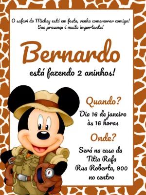 Convite Aniversário Safari do Mickey para Editar Online