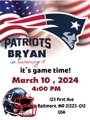 Patriots Football Birthday Invitation to Edit Online