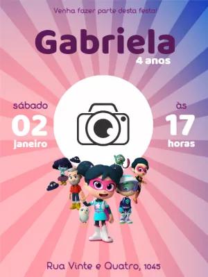 Convite de Aniversário StarBeam com Foto para Editar Online