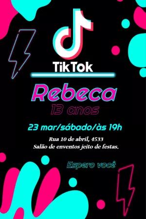Convite de Aniversário TikTok Neon para Editar Online
