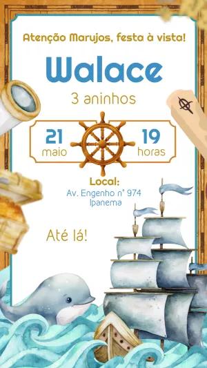 Convite de Aniversário Marinheiro Editável Online
