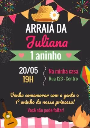 Convite Aniversário Arraiá Junino para Editar Online