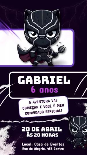 Convite de Aniversário Pantera Negra para Editar Online
