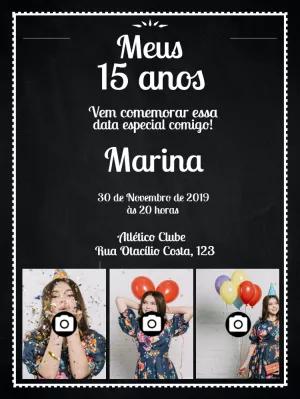Convite de 15 Anos com Fotos para Editar Online